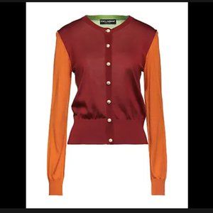 DOLCE & GABBANA COLORBLOCK SILK CARDIGAN